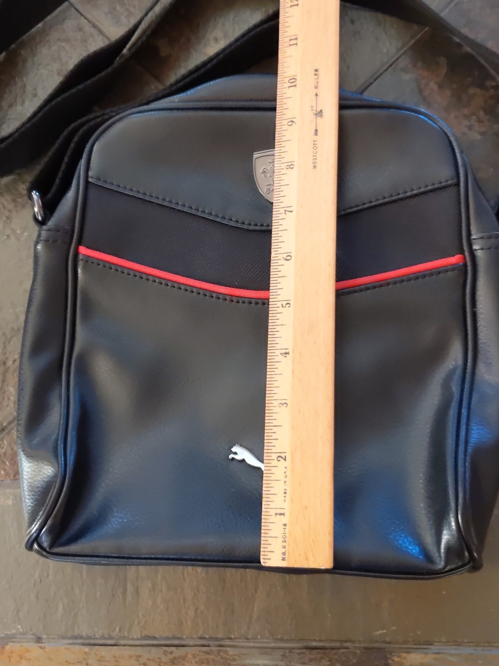 Puma Ferrari Ls Portable Black Shoulder Bag With Red Trim View 3